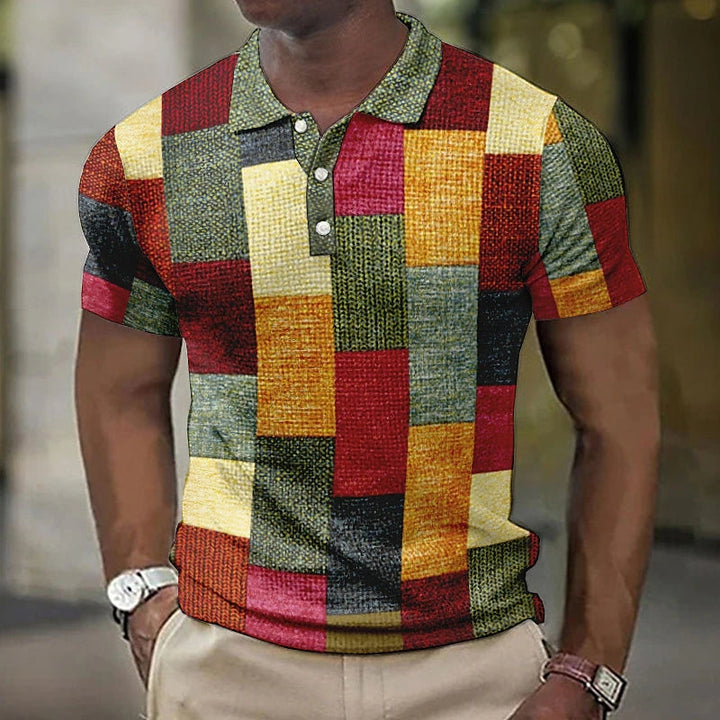Dario | Herren Polohemd Bunt Patchwork Stil