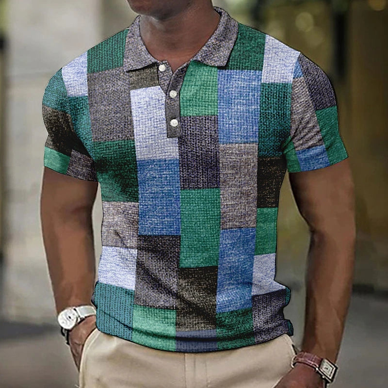 Dario | Herren Polohemd Bunt Patchwork Stil
