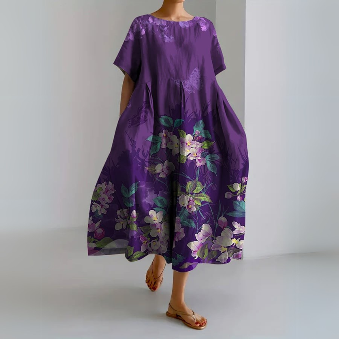 Mireille | Lila Maxikleid mit Blumenprint für Frauen