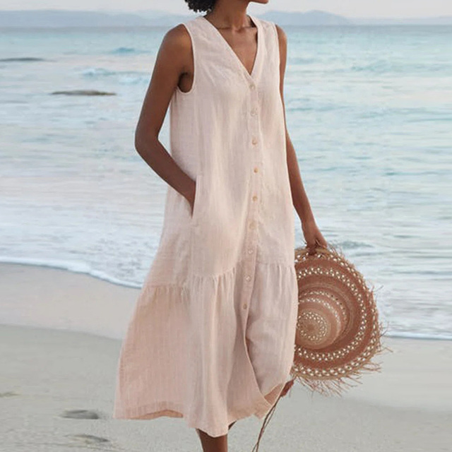 Nora | Ärmelloses Sommerkleid mit Knopfleiste für Frauen