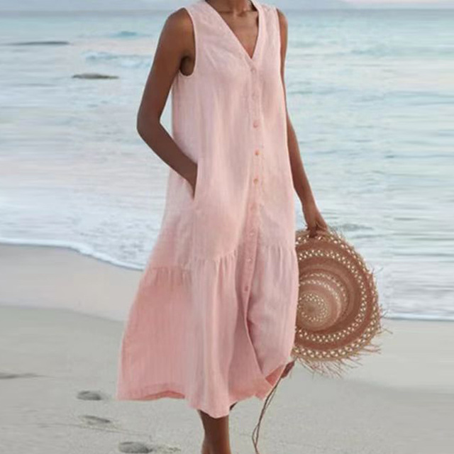 Nora | Ärmelloses Sommerkleid mit Knopfleiste für Frauen