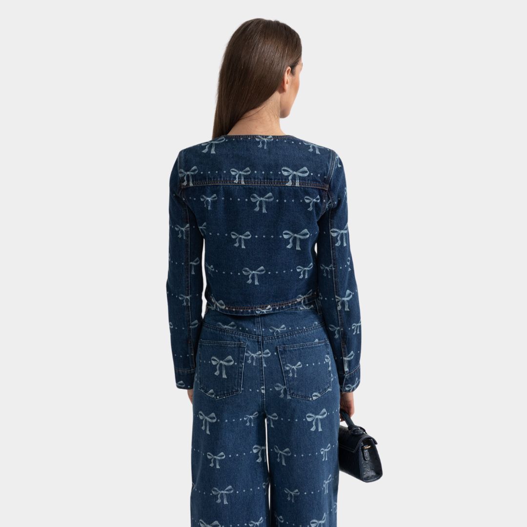 Lilou | Zweiteiler aus Denim mit Schleifenmuster für Frauen