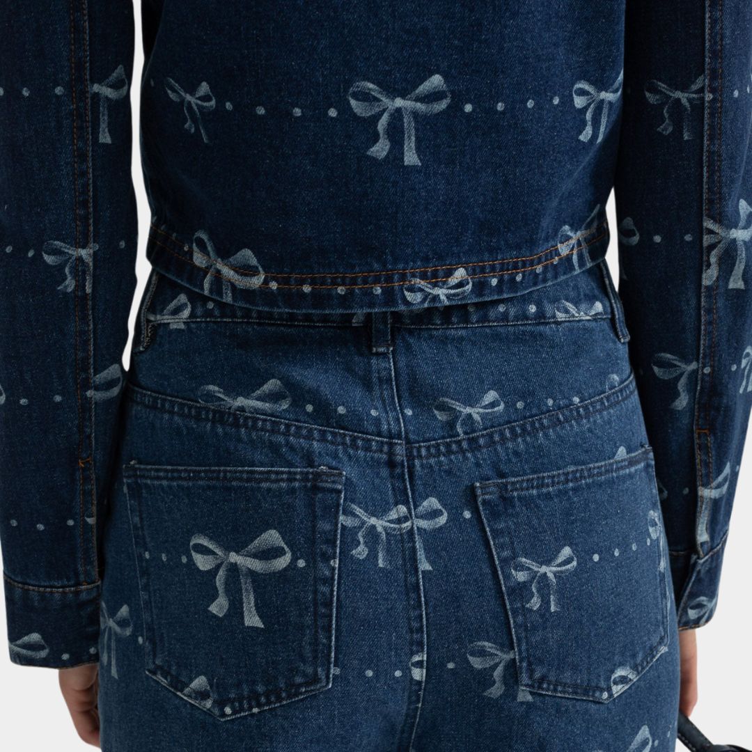 Lilou | Zweiteiler aus Denim mit Schleifenmuster für Frauen