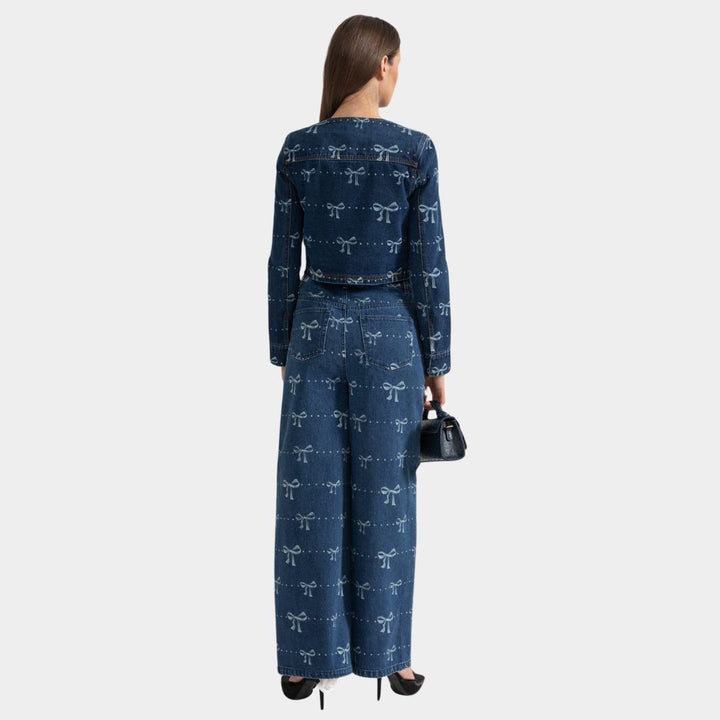 Lilou | Zweiteiler aus Denim mit Schleifenmuster für Frauen