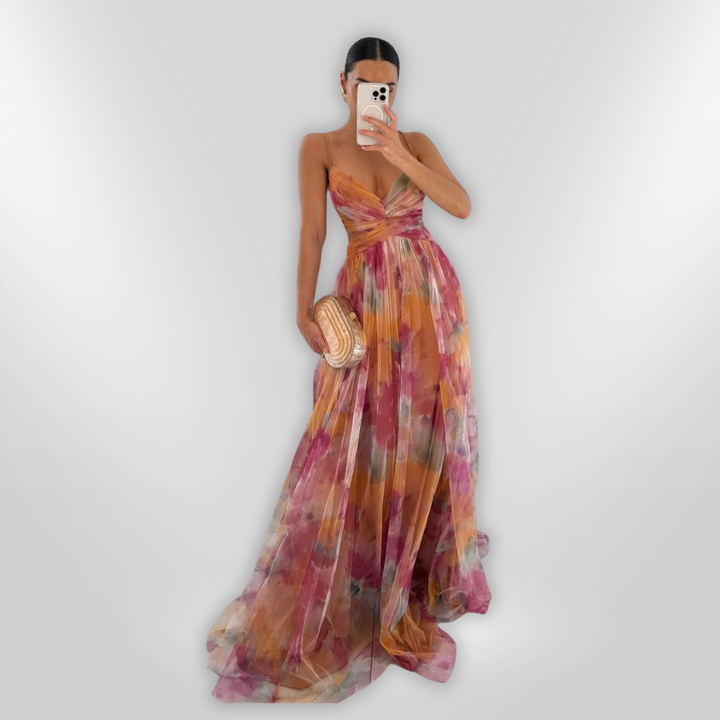 Kirsten | Fließendes Bandeau-Maxikleid mit Farbverlauf für Frauen