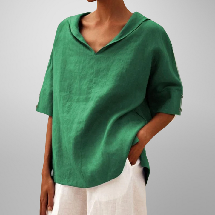 Niva | Damen Baumwollbluse Locker Geschnitten