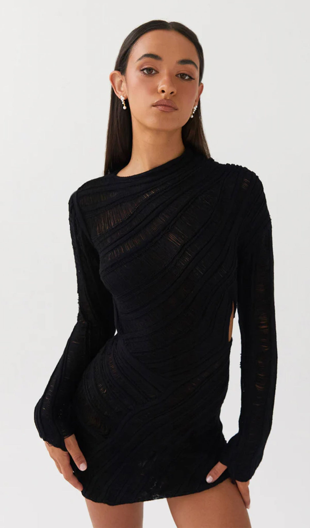 Muriel | Damen Minikleid Cut-Out mit Strukturdesign