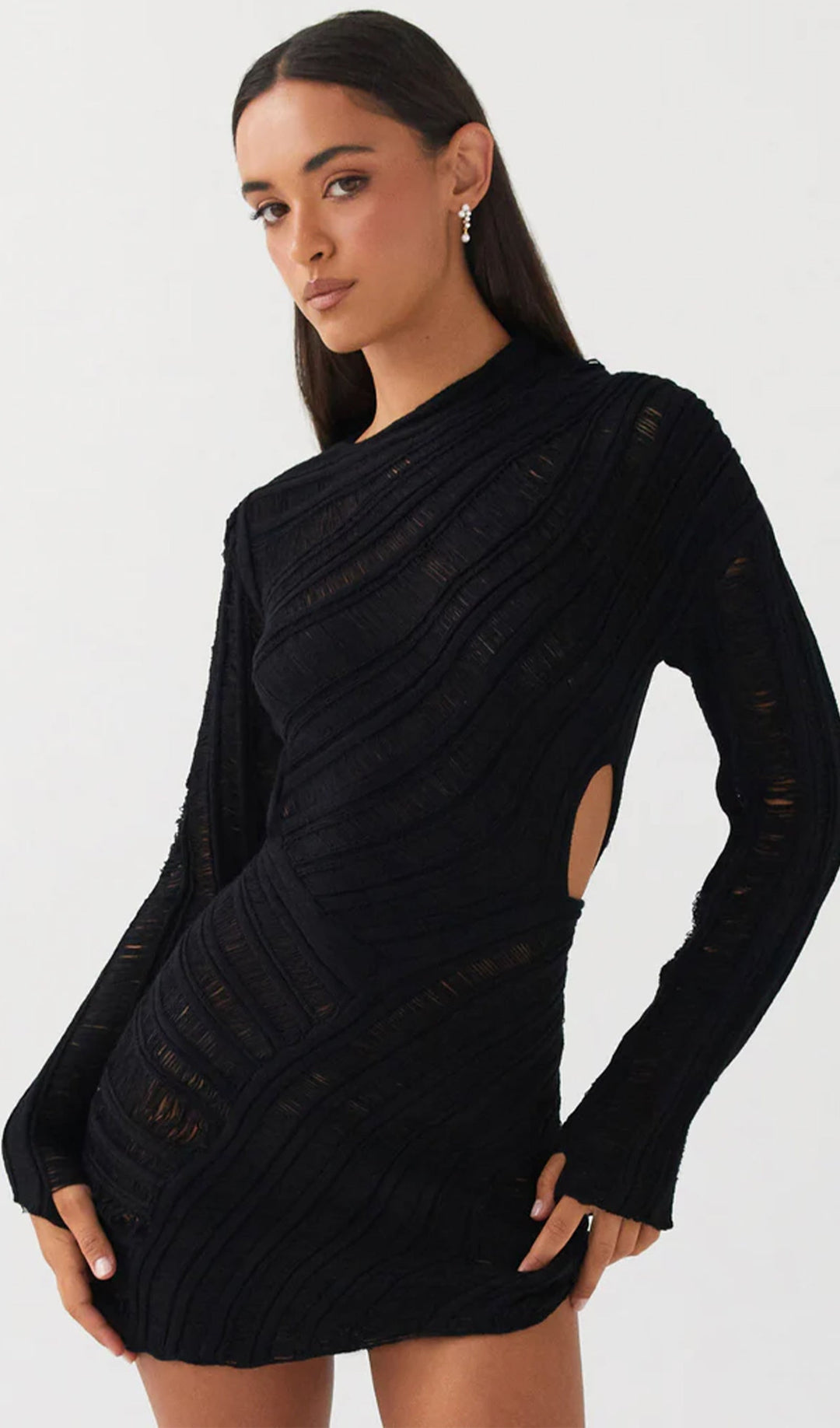 Muriel | Damen Minikleid Cut-Out mit Strukturdesign