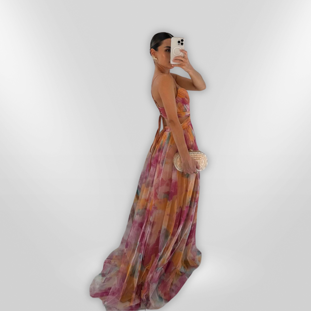 Kirsten | Fließendes Bandeau-Maxikleid mit Farbverlauf für Frauen