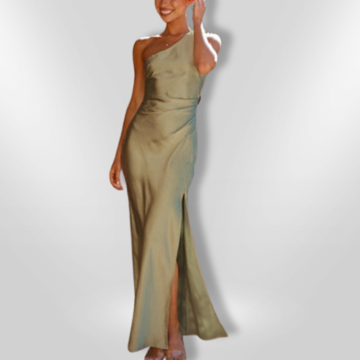 Leandra | Elegantes One-Shoulder-Abendkleid mit Beinschlitz für Frauen