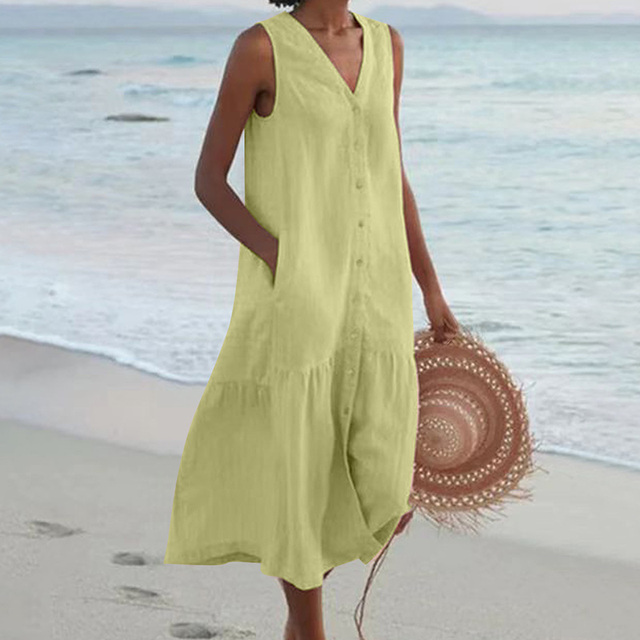 Nora | Ärmelloses Sommerkleid mit Knopfleiste für Frauen