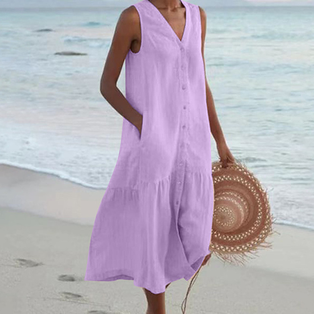 Nora | Ärmelloses Sommerkleid mit Knopfleiste für Frauen