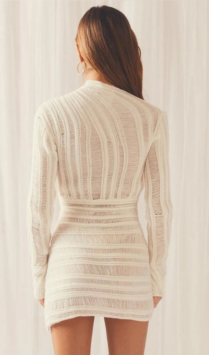 Muriel | Damen Minikleid Cut-Out mit Strukturdesign