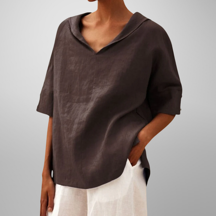 Niva | Damen Baumwollbluse Locker Geschnitten