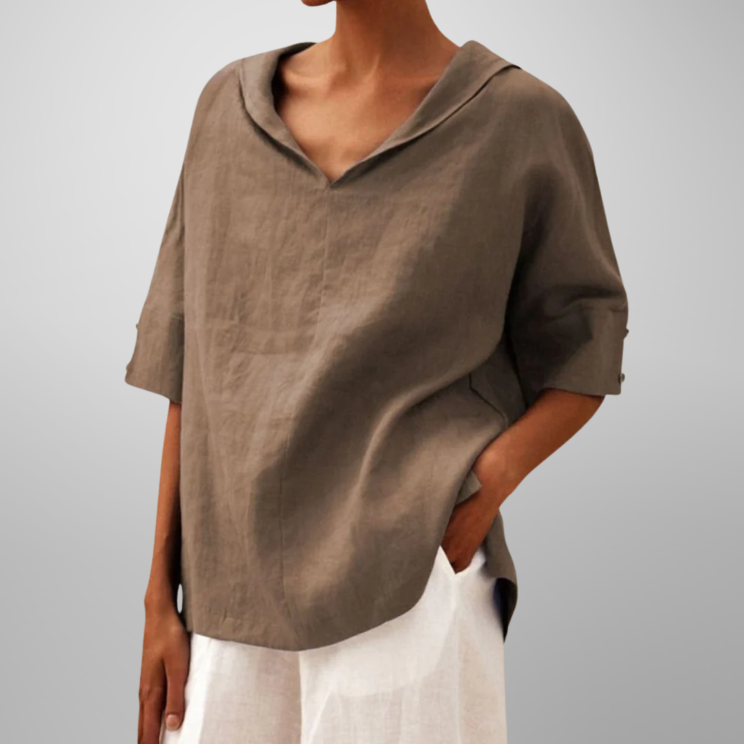 Niva | Damen Baumwollbluse Locker Geschnitten