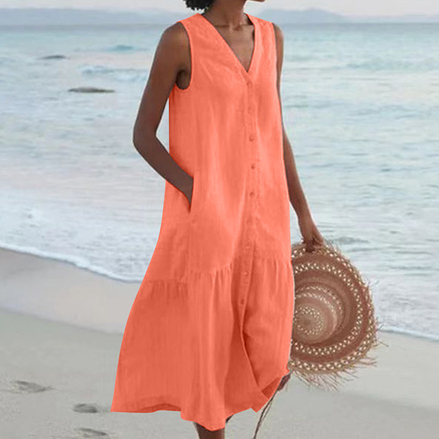 Nora | Ärmelloses Sommerkleid mit Knopfleiste für Frauen