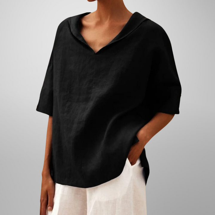 Niva | Damen Baumwollbluse Locker Geschnitten