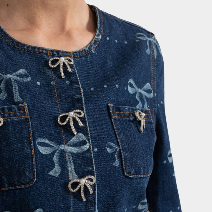 Lilou | Zweiteiler aus Denim mit Schleifenmuster für Frauen