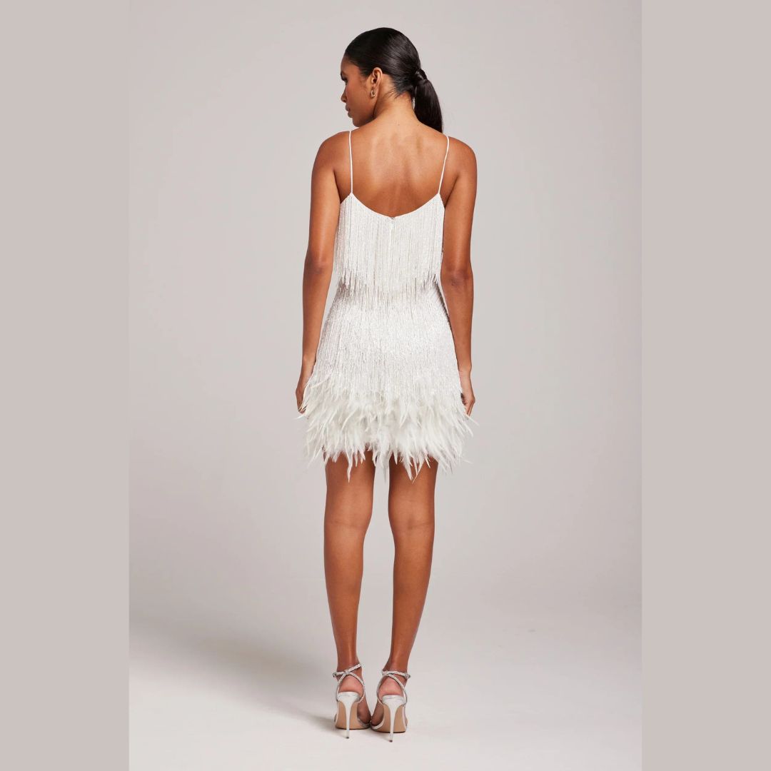 Carlie | Fransen-Minikleid mit Federn für Frauen