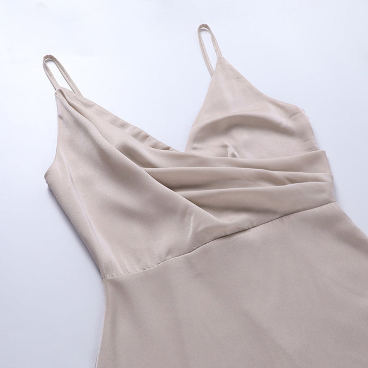 Isabelle | Damen Maxikleid Elegant mit Schlitz und V-Ausschnitt