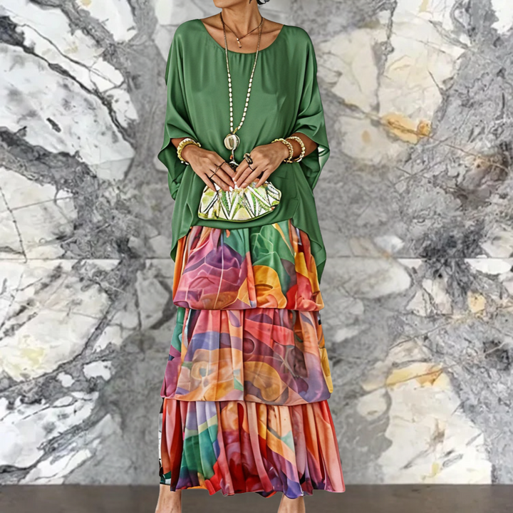 Shiela | Damen Maxikleid Oversized mit Volants
