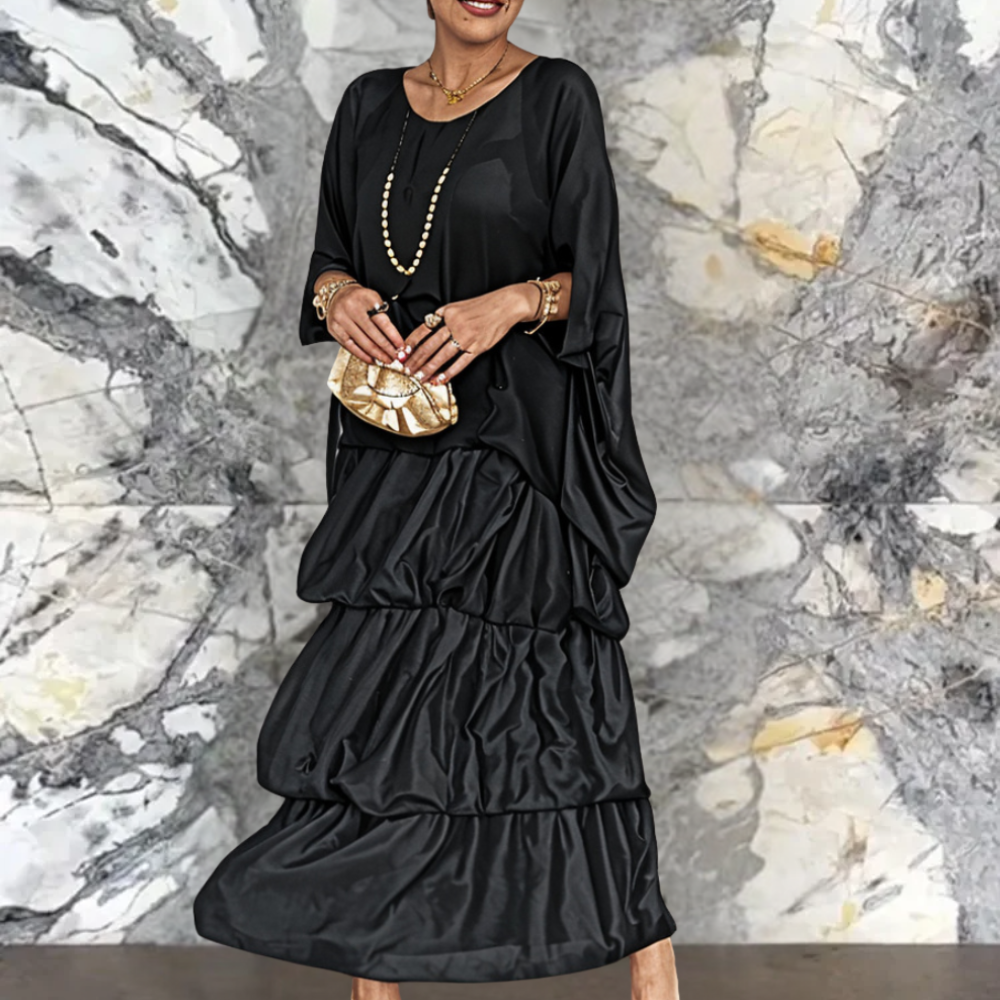 Shiela | Damen Maxikleid Oversized mit Volants