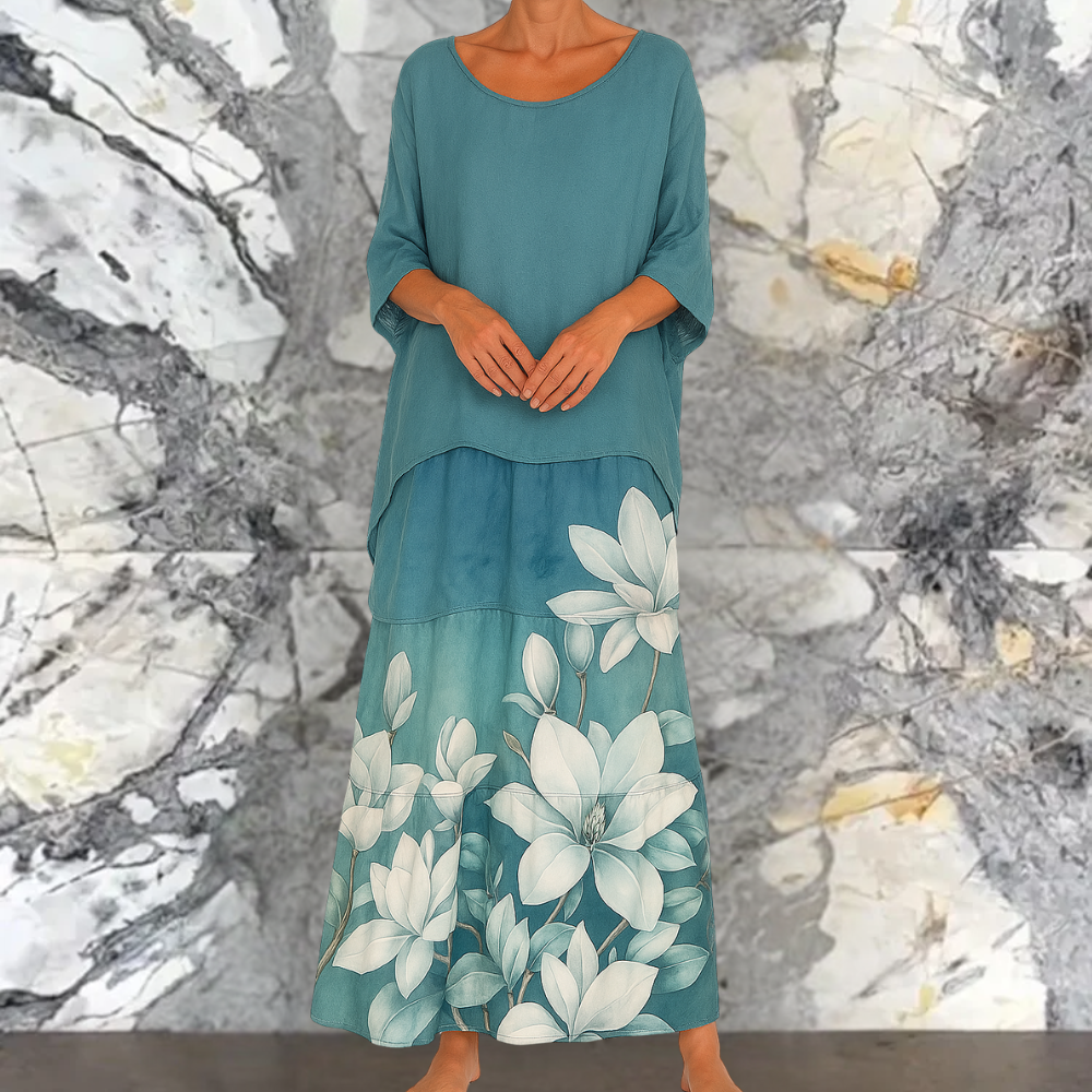 Shiela | Damen Maxikleid Oversized mit Volants
