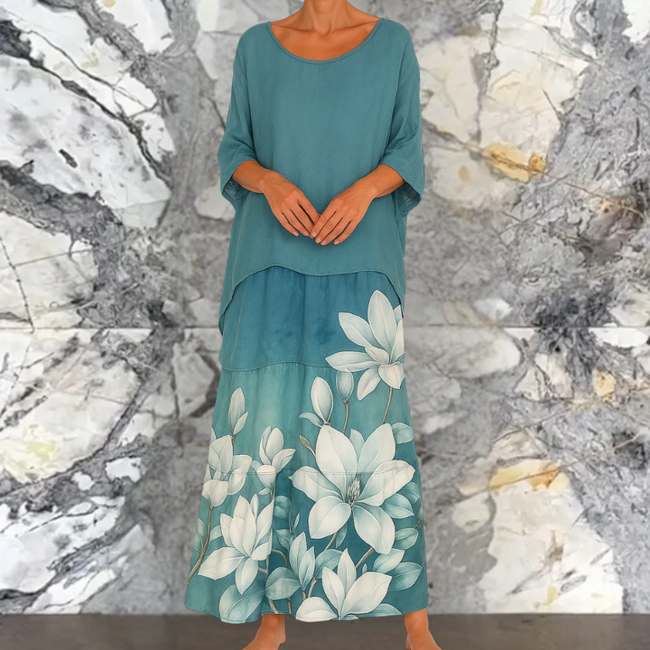 Shiela | Damen Maxikleid Oversized mit Volants