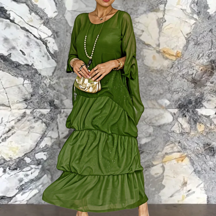 Shiela | Damen Maxikleid Oversized mit Volants