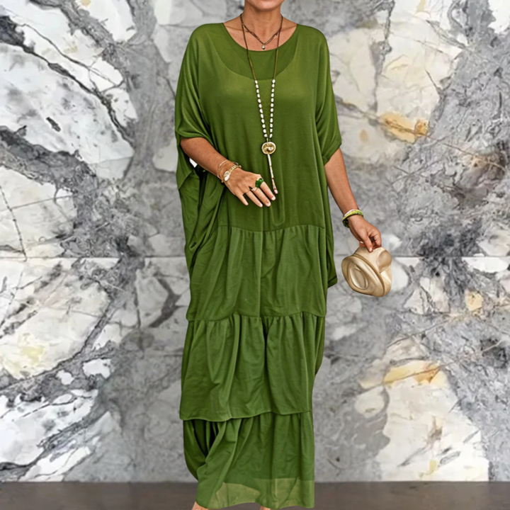 Shiela | Damen Maxikleid Oversized mit Volants