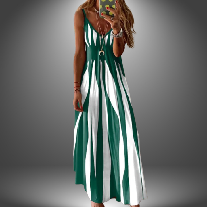 Linda | Damen Maxikleid Sommer Boho mit Streifenmuster