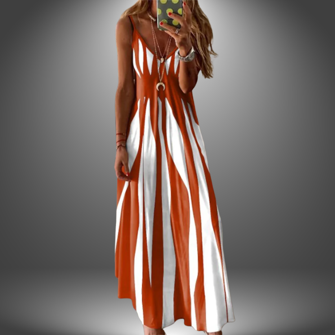 Linda | Damen Maxikleid Sommer Boho mit Streifenmuster