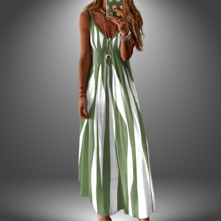 Linda | Damen Maxikleid Sommer Boho mit Streifenmuster
