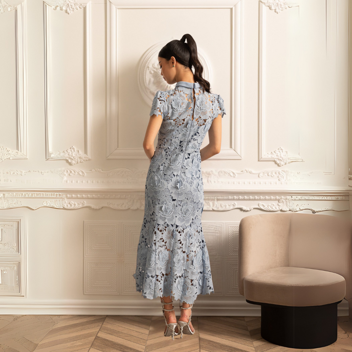 Celina | Damen Spitzenkleid Midi Elegant Florales Muster