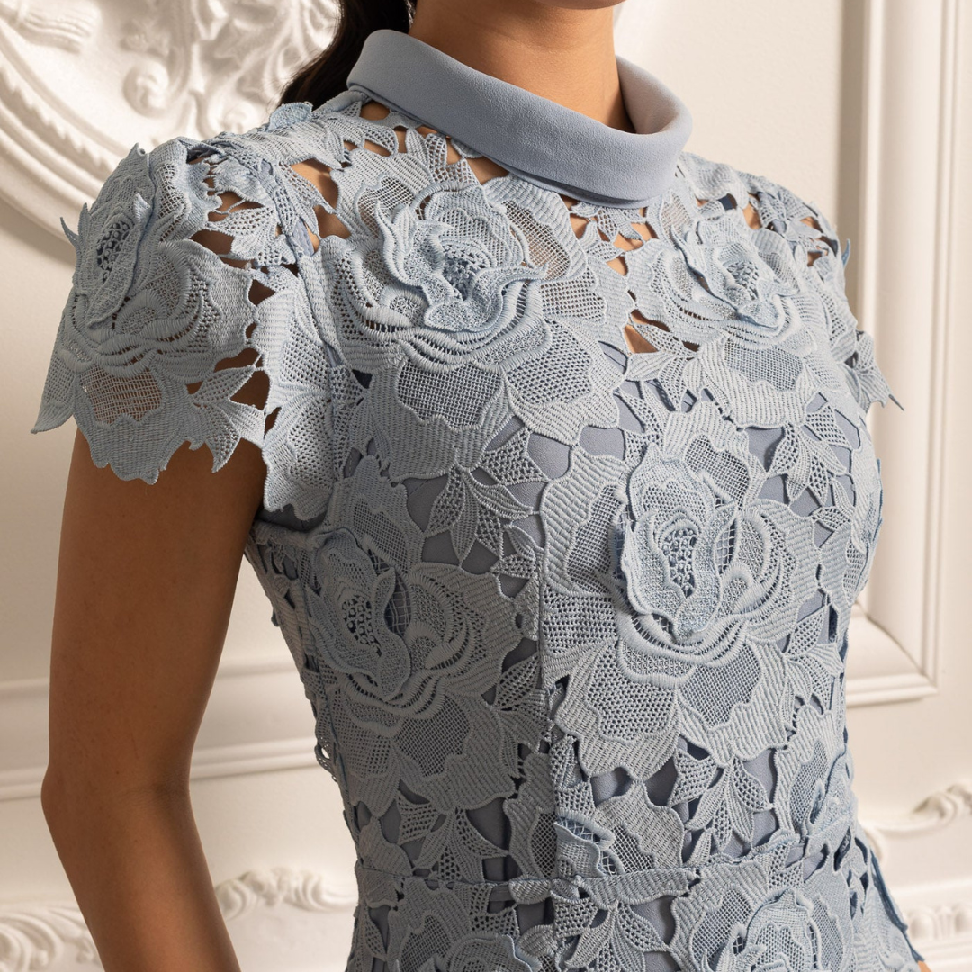 Celina | Damen Spitzenkleid Midi Elegant Florales Muster