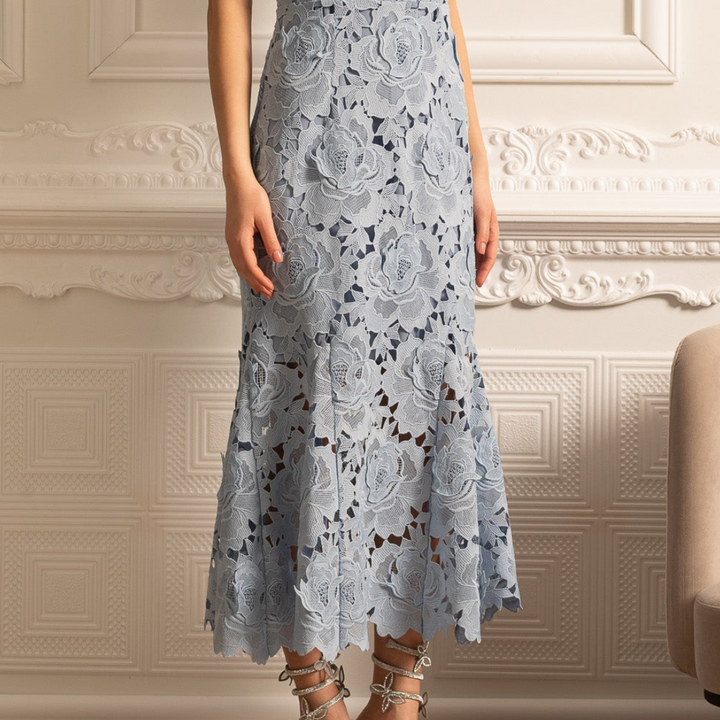 Celina | Damen Spitzenkleid Midi Elegant Florales Muster