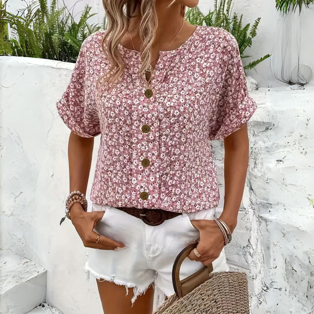 Eloise | Damen Bluse mit Blumenprint und Knopfleiste