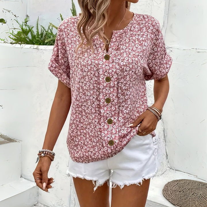 Eloise | Damen Bluse mit Blumenprint und Knopfleiste