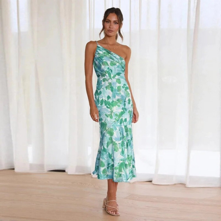 Flora | Damen One-Shoulder Midikleid