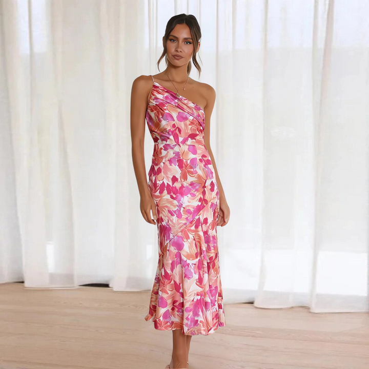 Flora | Damen One-Shoulder Midikleid