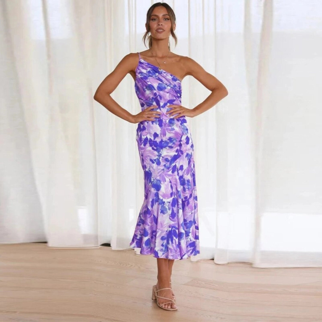 Flora | Damen One-Shoulder Midikleid