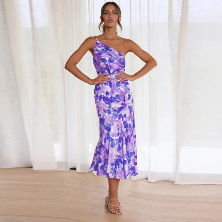 Flora | Damen One-Shoulder Midikleid