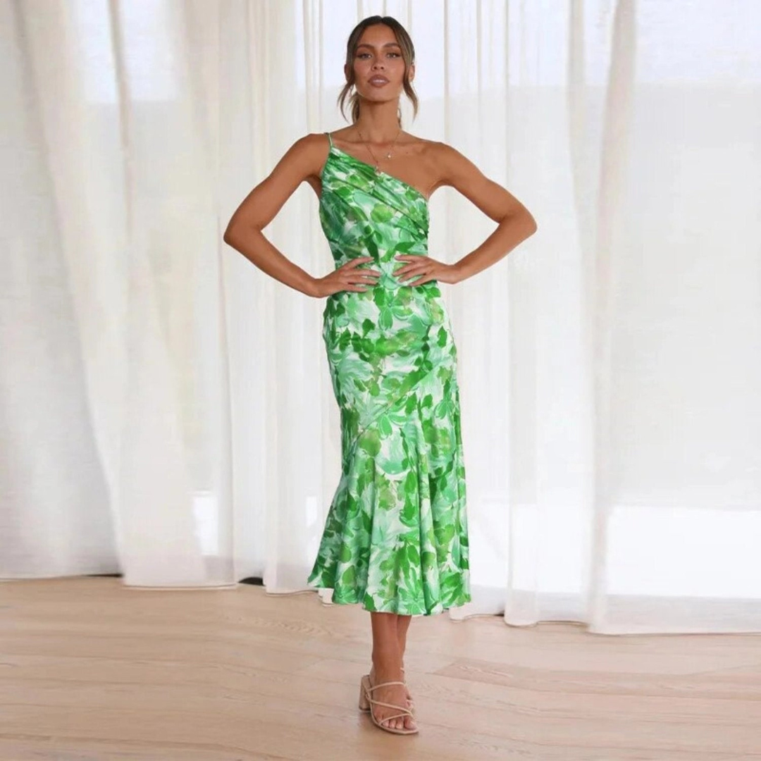 Flora | Damen One-Shoulder Midikleid
