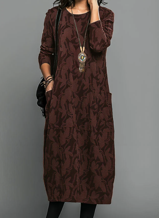 CORINA | LANGES KLEID MIT TASCHEN
