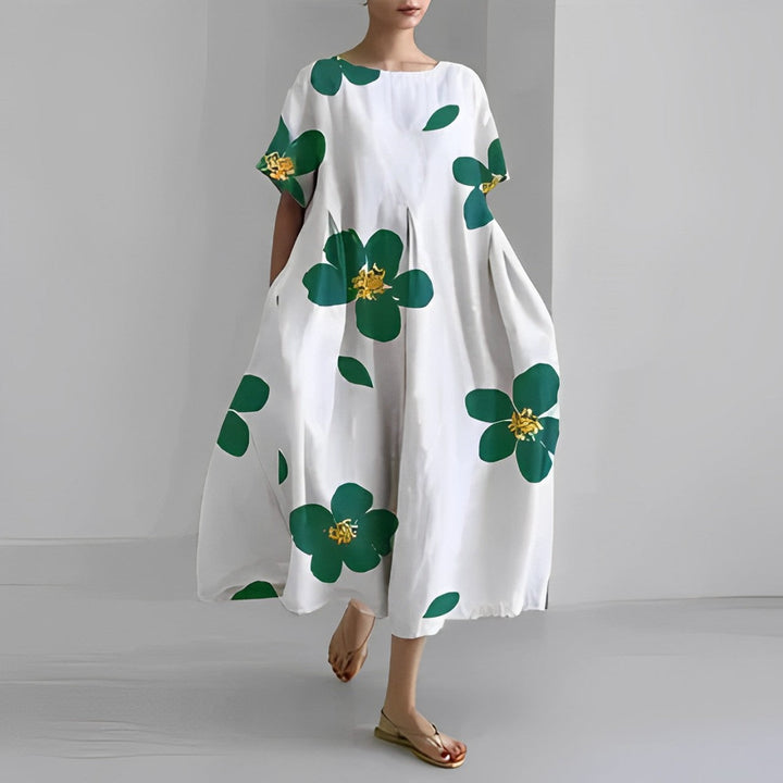 Nahla | Damen Weites Maxikleid mit Blumendruck