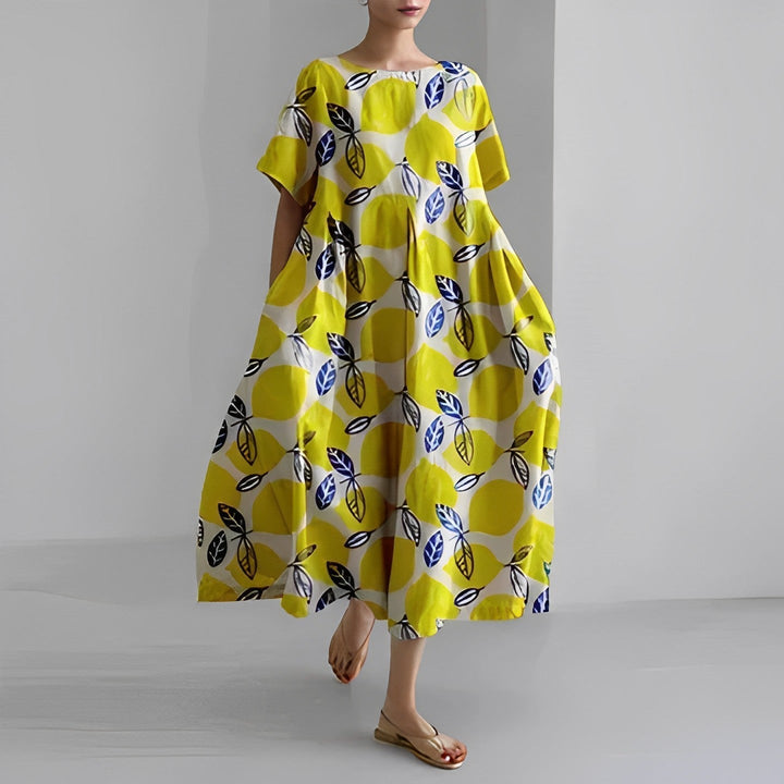Nahla | Damen Weites Maxikleid mit Blumendruck