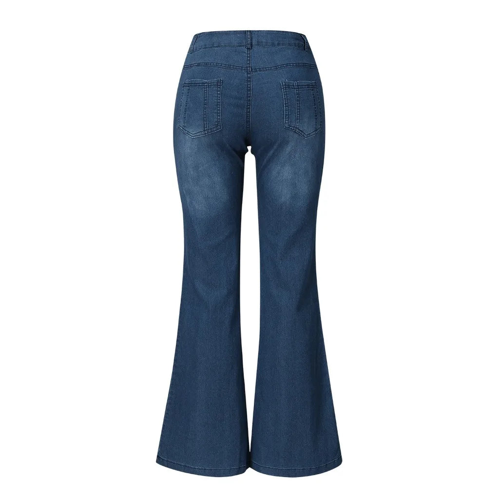 Laila | Damen Schlagjeans Bestickt