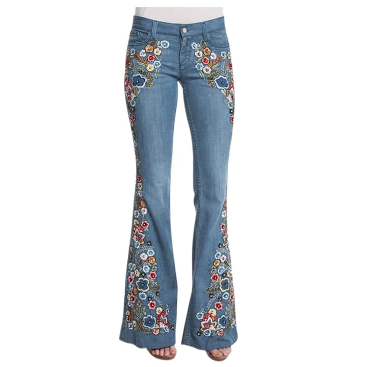 Laila | Damen Schlagjeans Bestickt