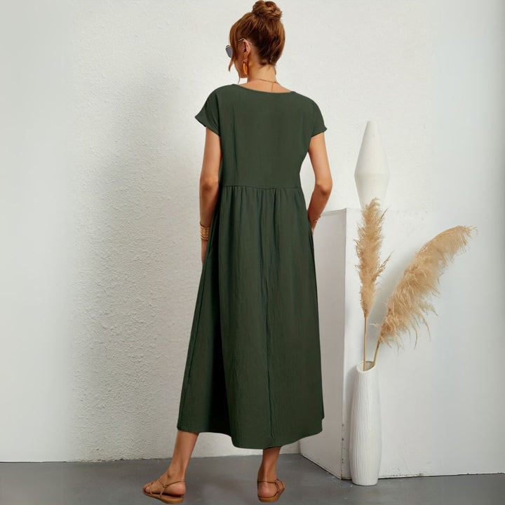Leanne | Damen Maxikleid mit Rundhals