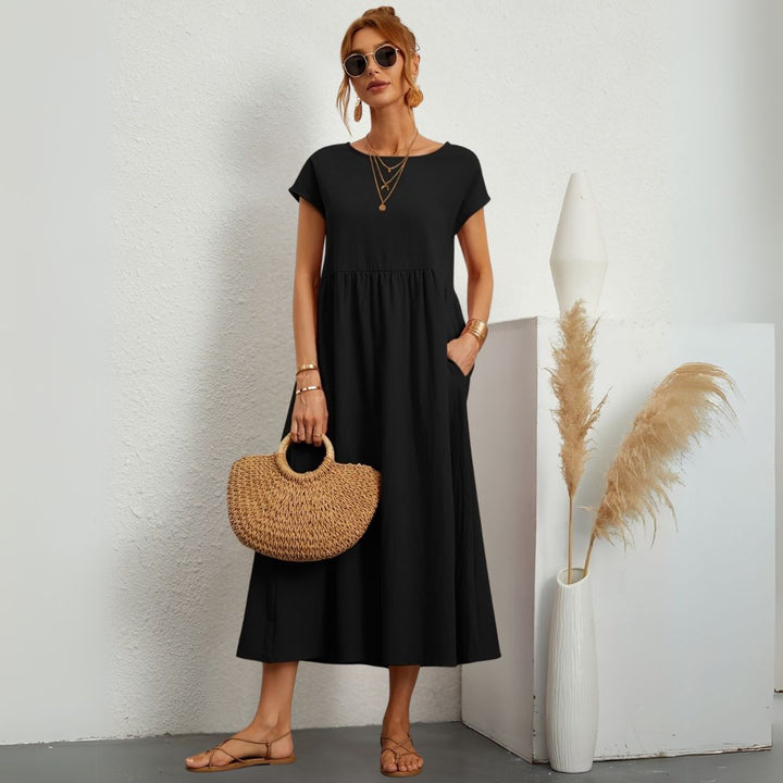 Leanne | Damen Maxikleid mit Rundhals